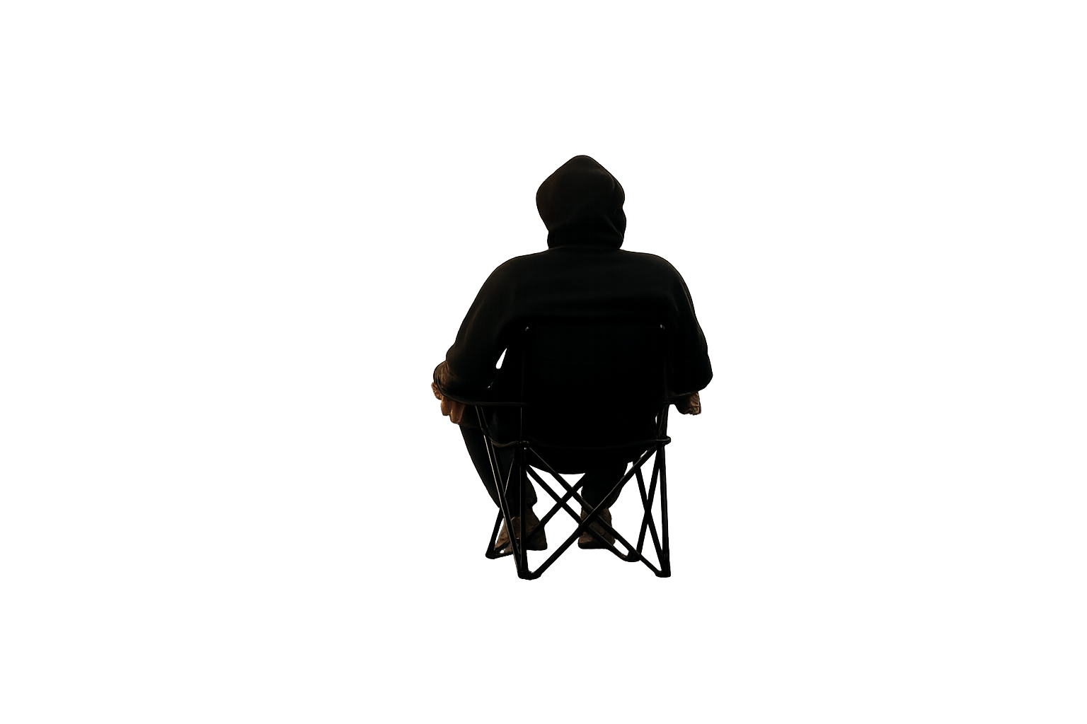 someone sitting alone in a camping chair